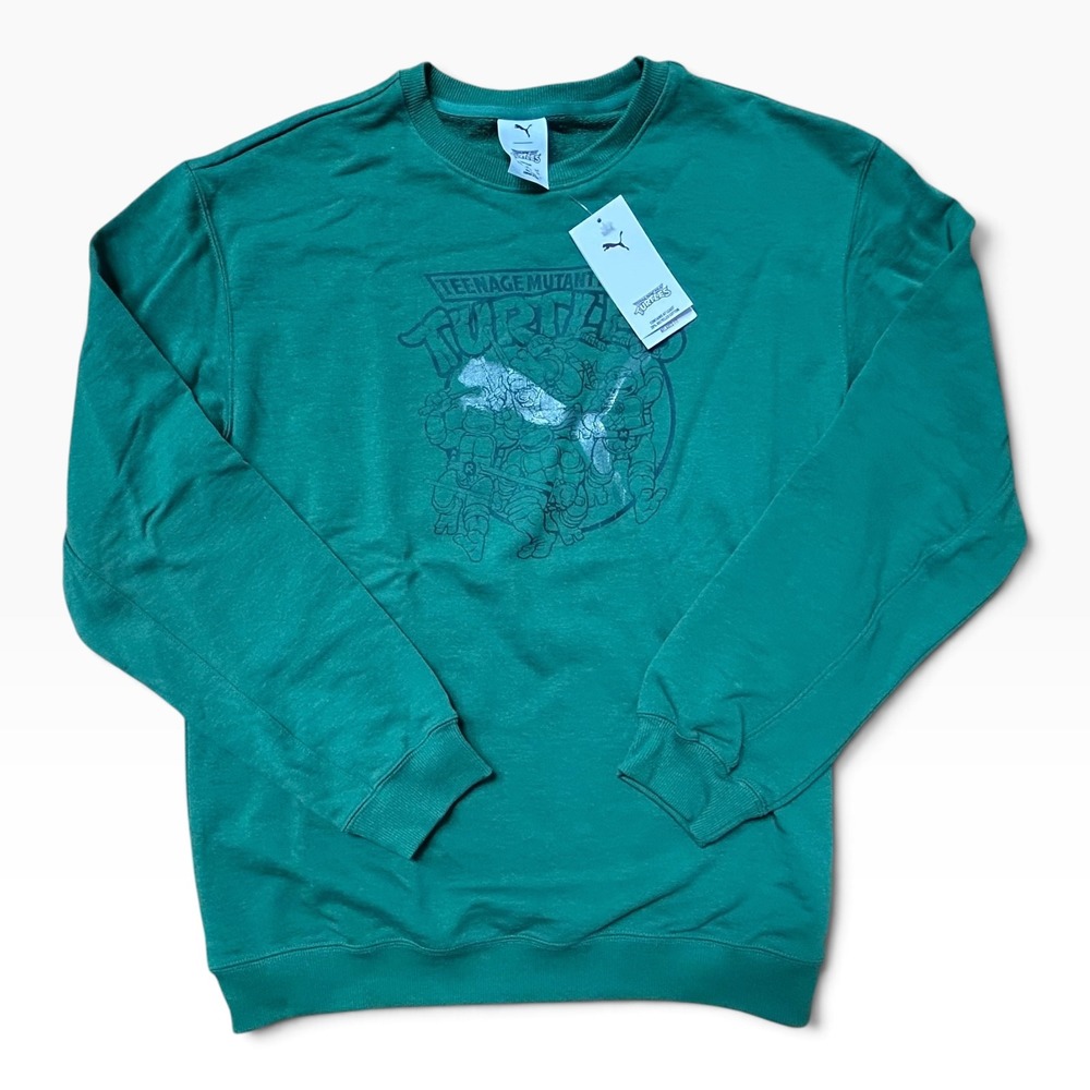 Puma x TMNT Teenage Mutant Ninja Turtles Sweatshirt Green Kids Boys XL NEW $60